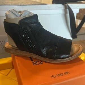 Black side zip sandals